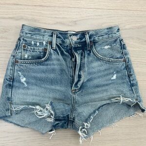 Agolde Blue Distressed Jean Shorts